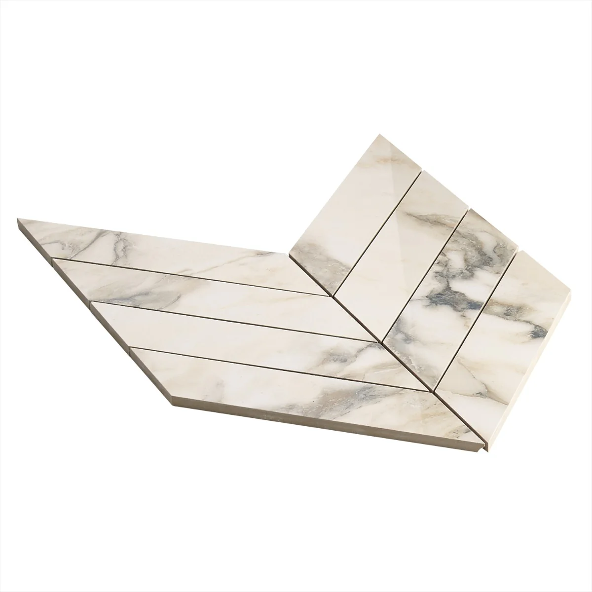 Dreamstone Calacatta Rustico Chevron Polished Porcelain Mosaic Tile - Image 8