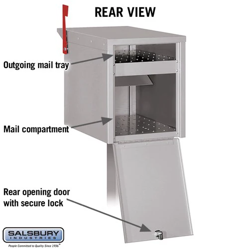 Durable Aluminum Mail Chest with Locking Doors and Signal Flag - Silver - Image 4