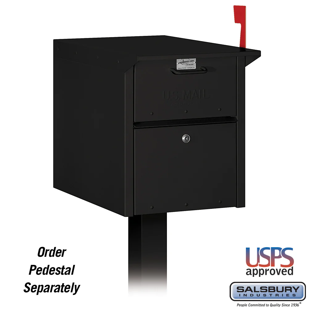 Durable Black Mail Chest with Secure Locking Doors and USPS Approval
