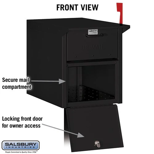 Durable Black Mail Chest with Secure Locking Doors and USPS Approval - Image 3