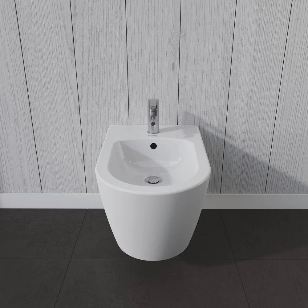 Duravit ME by Starck Wall-Mounted Bidet in White with Vertical Spray - Image 2