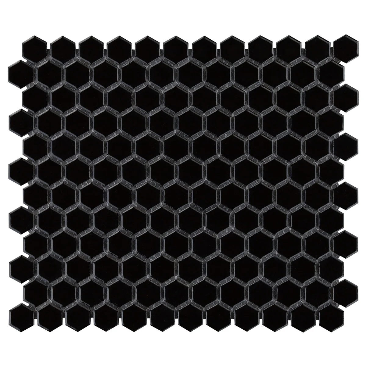 Eden Black 1" Hexagon Polished Porcelain Mosaic Tile - Image 3