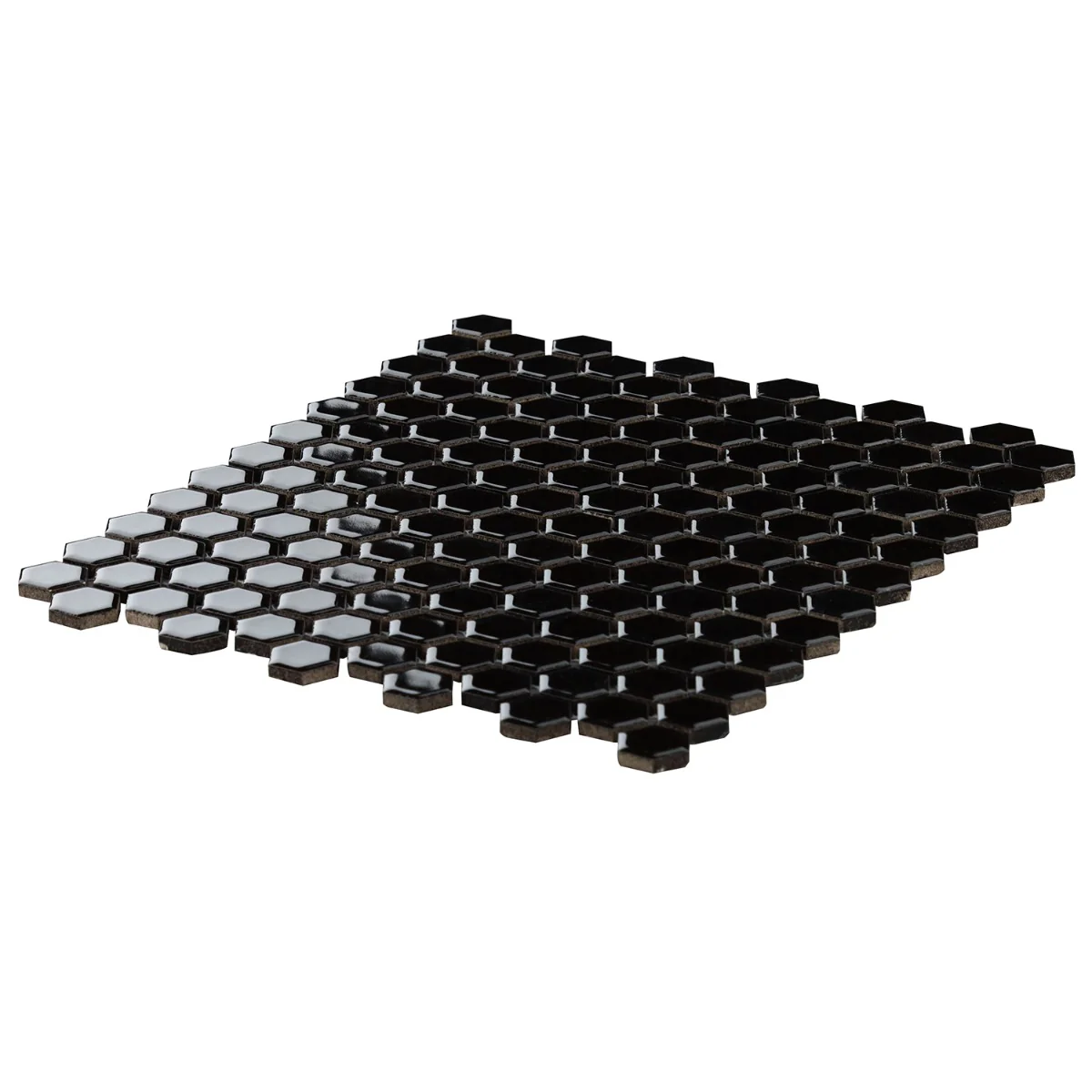 Eden Black 1" Hexagon Polished Porcelain Mosaic Tile - Image 4