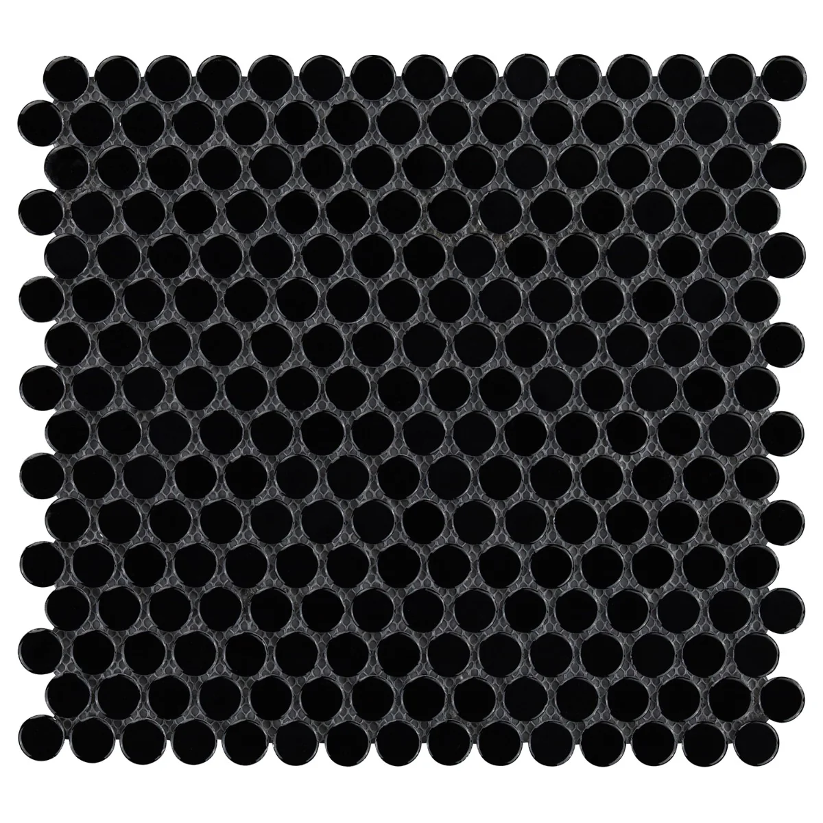 Eden Black Penny Round Polished Porcelain Mosaic Tile - Lux Tile - Image 3