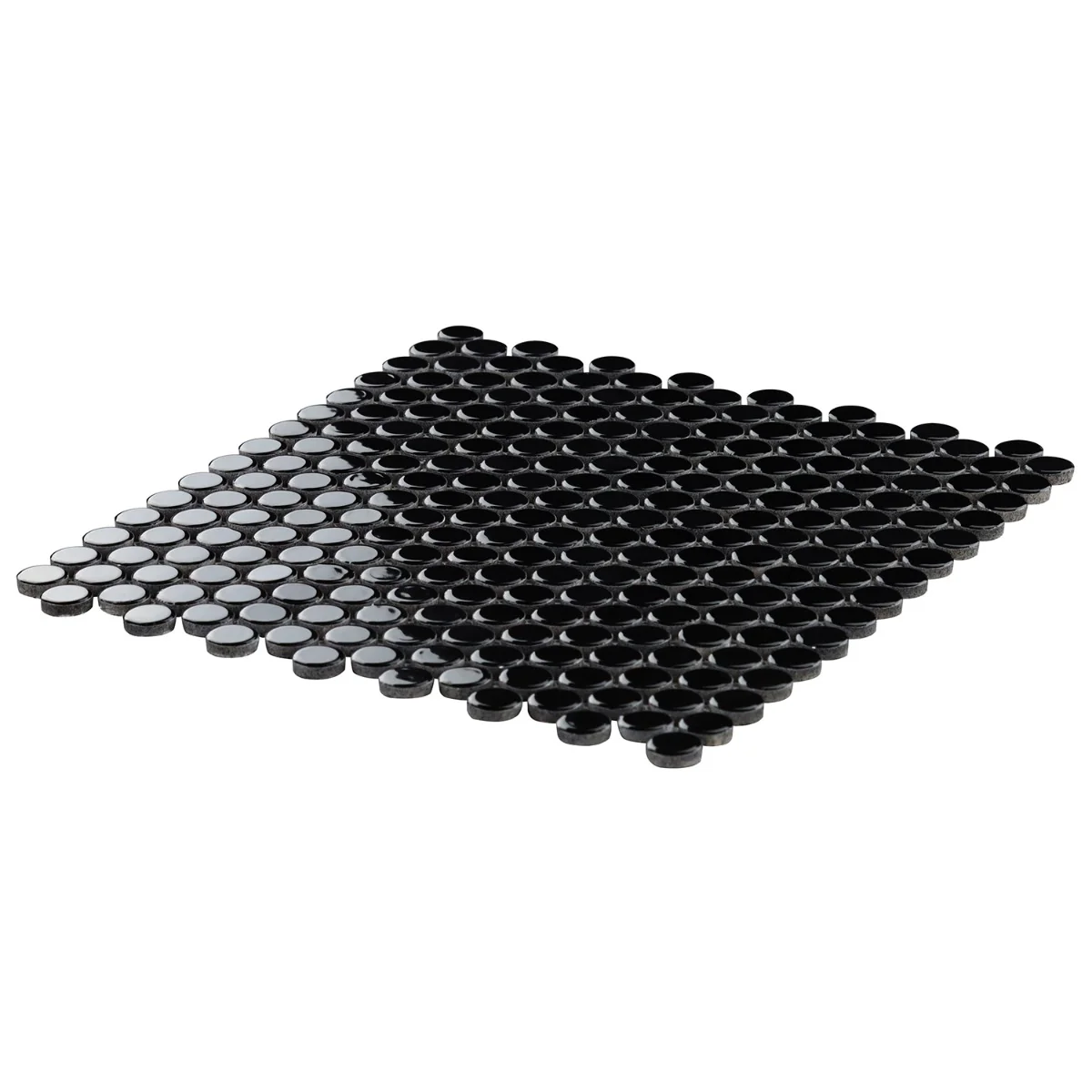 Eden Black Penny Round Polished Porcelain Mosaic Tile - Lux Tile - Image 4