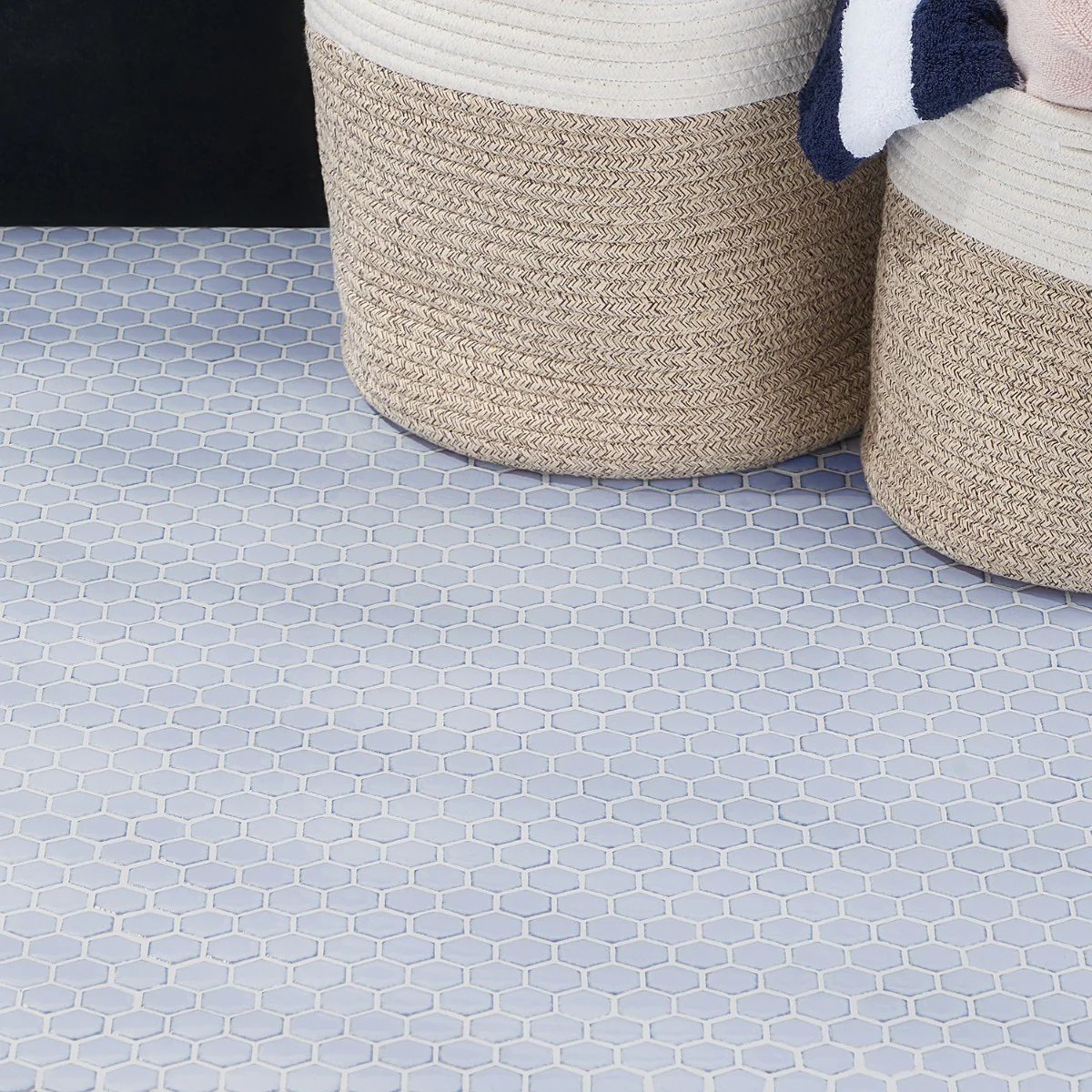 Eden Cloudy Sky Blue Hexagon Polished Porcelain Mosaic Tile - Image 5
