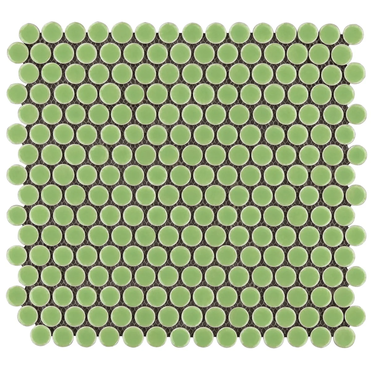 Eden Electric Lime Green Penny Round Polished Porcelain Mosaic Tile - Image 3