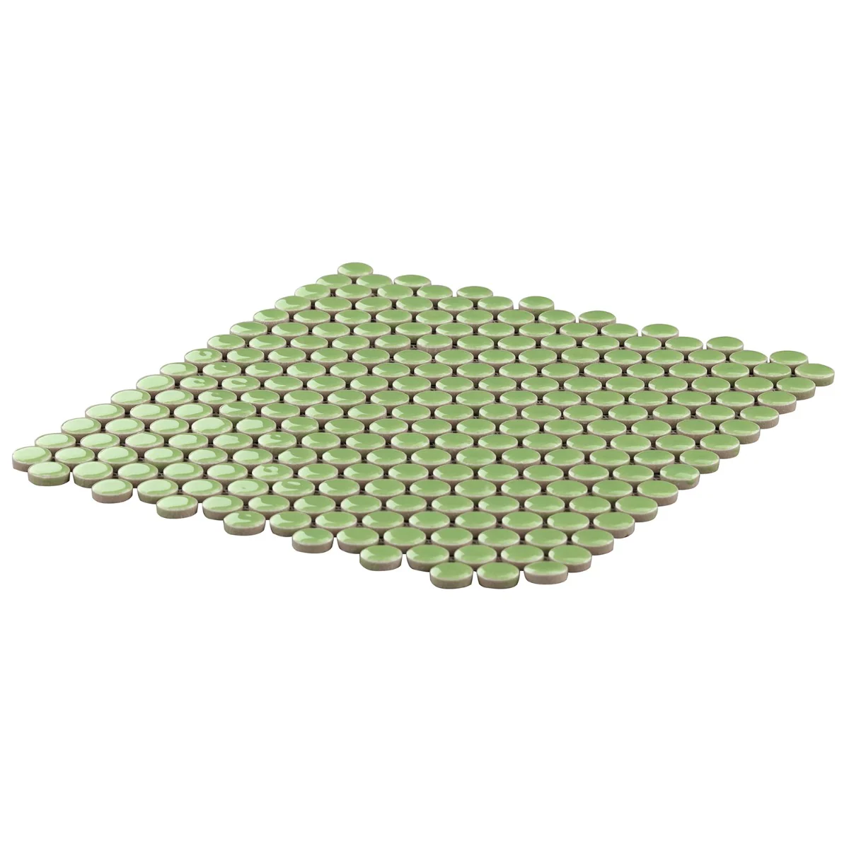 Eden Electric Lime Green Penny Round Polished Porcelain Mosaic Tile - Image 4