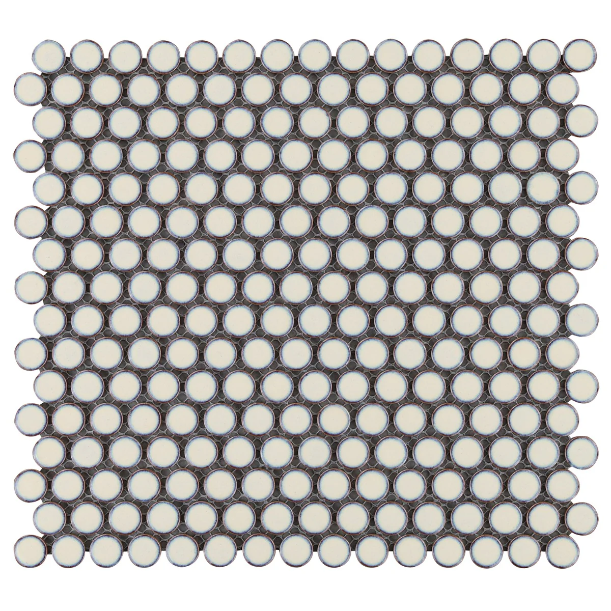 Eden Latte Beige Rimmed Penny Round Polished Porcelain Mosaic Tile - Image 3
