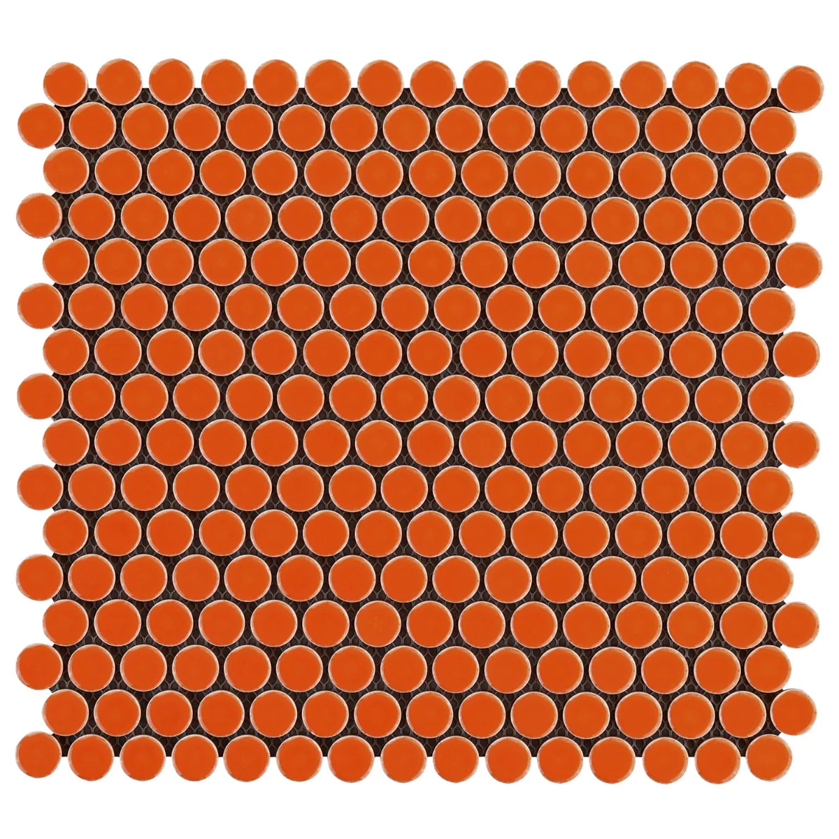 Eden Orange Nectar Rimmed Penny Round Polished Porcelain Mosaic Tile - Image 3