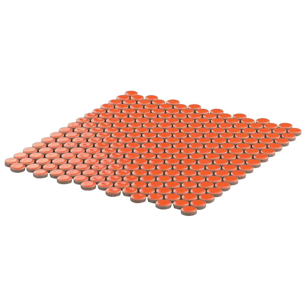 Eden Orange Nectar Rimmed Penny Round Polished Porcelain Mosaic Tile - Image 4