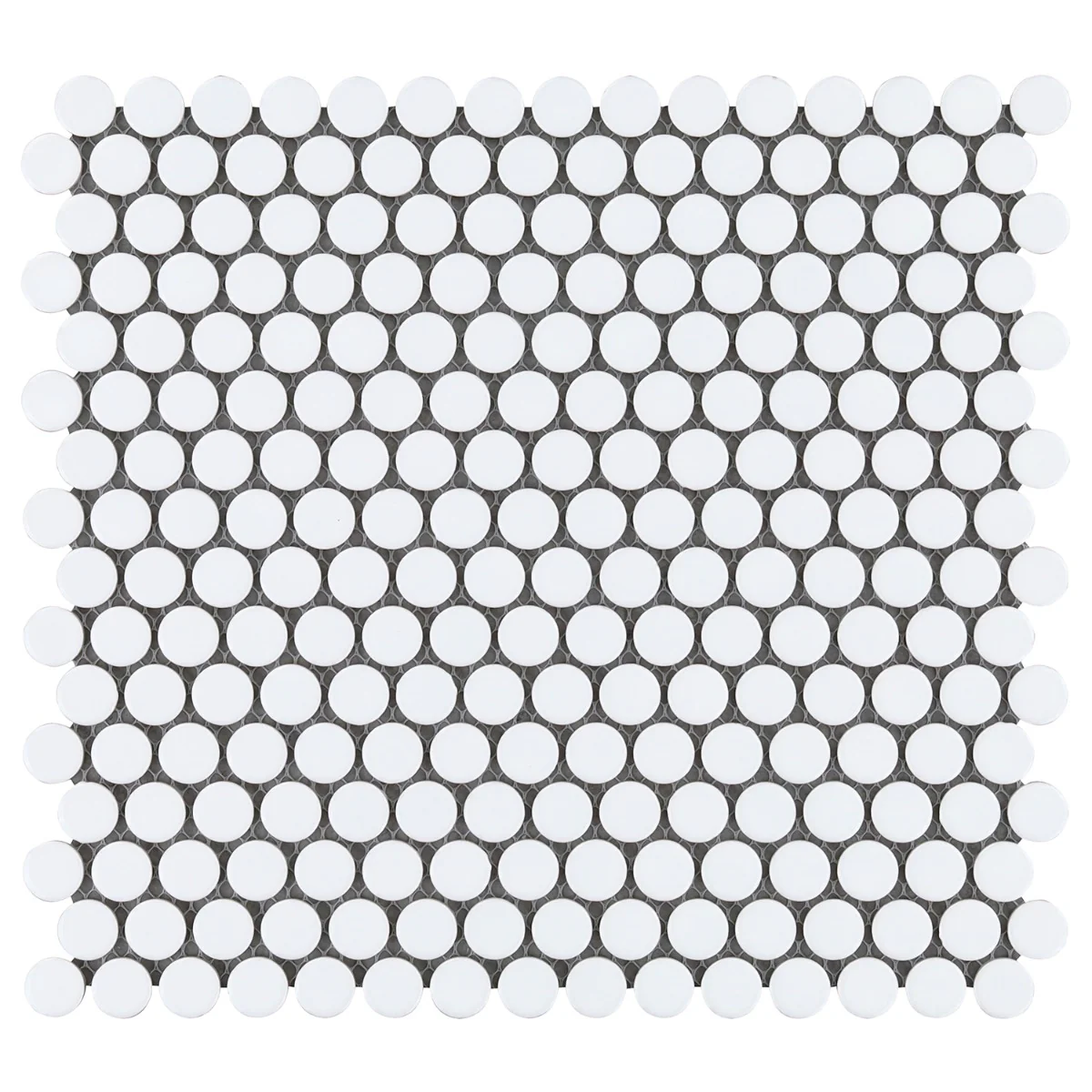 Eden White Penny Round Polished Porcelain Mosaic Tile - Image 3