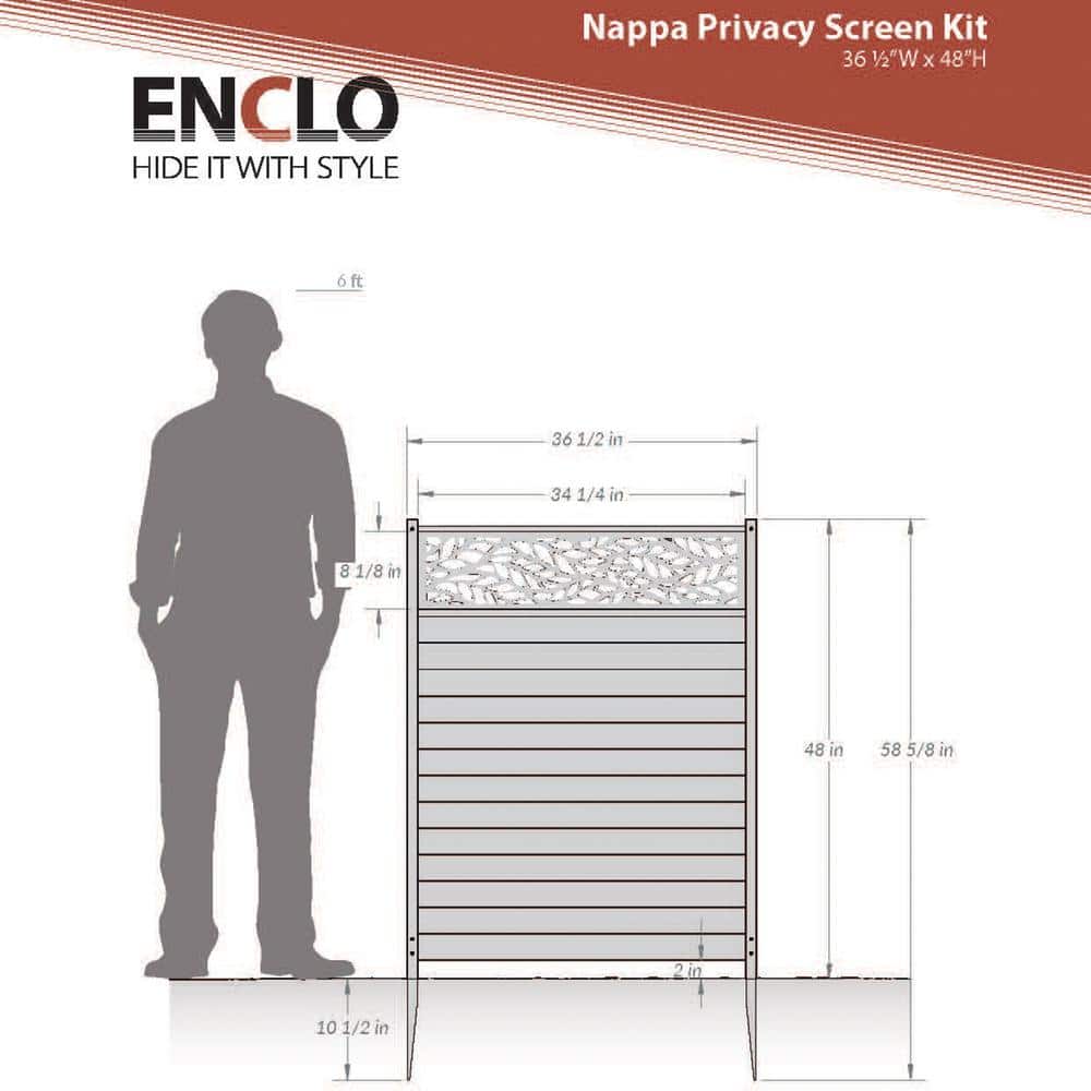Enclo Privacy Screens 4 ft. x 3 ft. Nappa Lasercut WoodTek Vinyl Privacy Screen Kit - Image 5