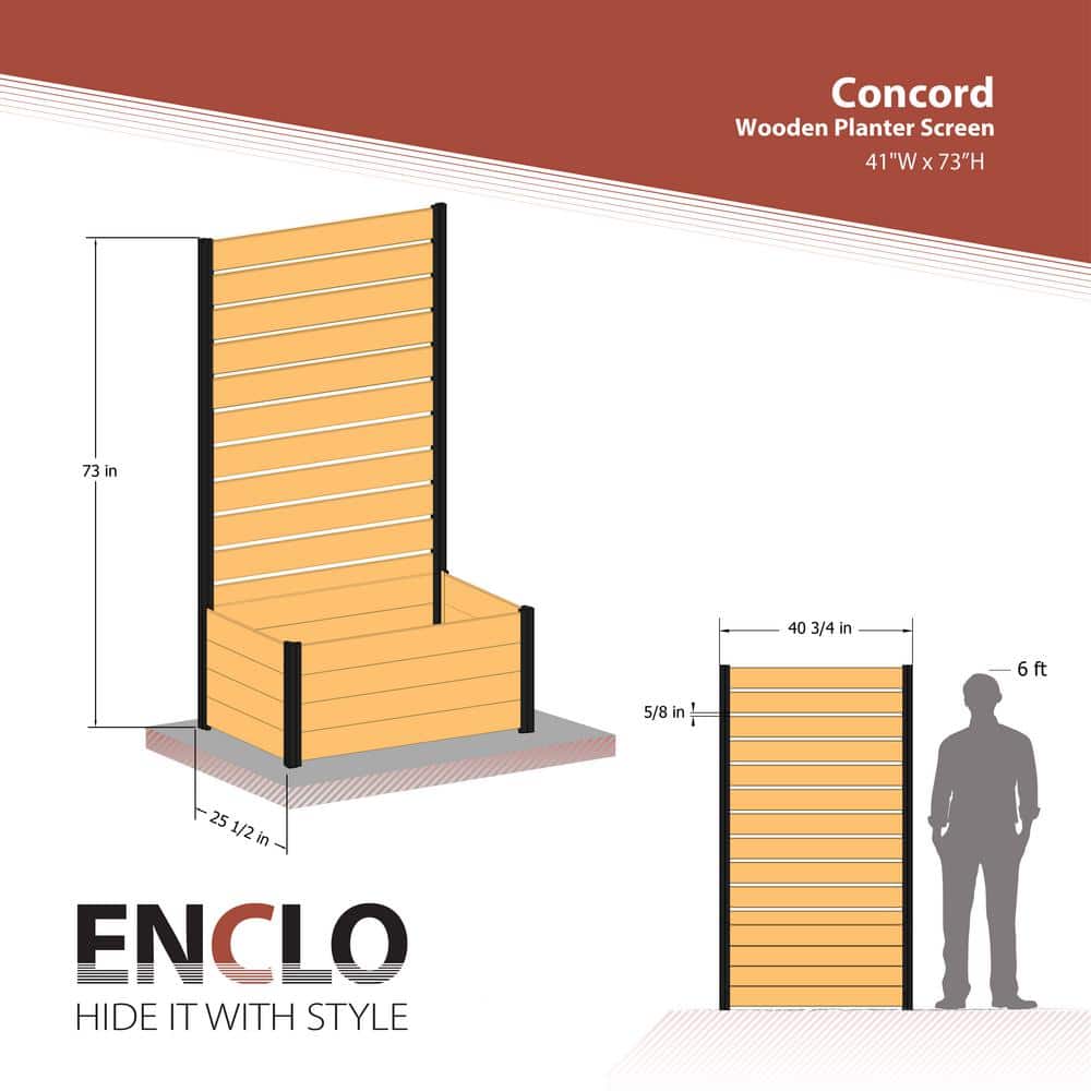 Enclo Privacy Screens Concord 6 ft. Cedar Flat Top Fence Panel with Planter Box - Image 5