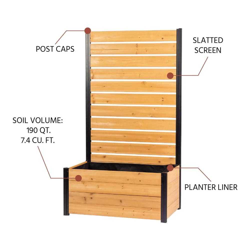 Enclo Privacy Screens Concord 6 ft. Cedar Flat Top Fence Panel with Planter Box - Image 6