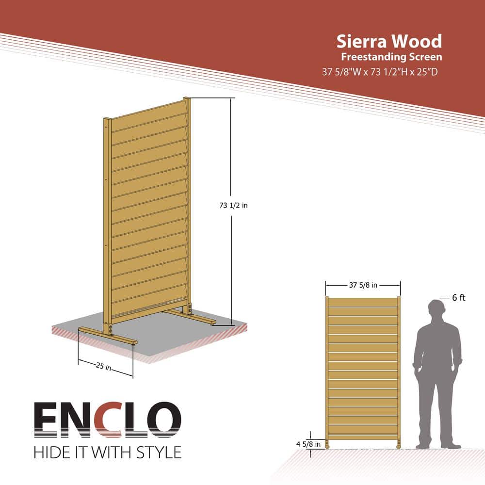 Enclo Privacy Screens Sierra 6 ft. H x 3.1 ft. W Freestanding Louvered Wood Privacy Screen - Image 4