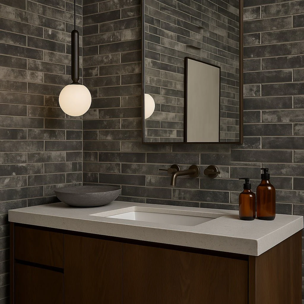 English Brick Dark Gray Matte Porcelain Tile - 2x18 Subway Tile - Image 10