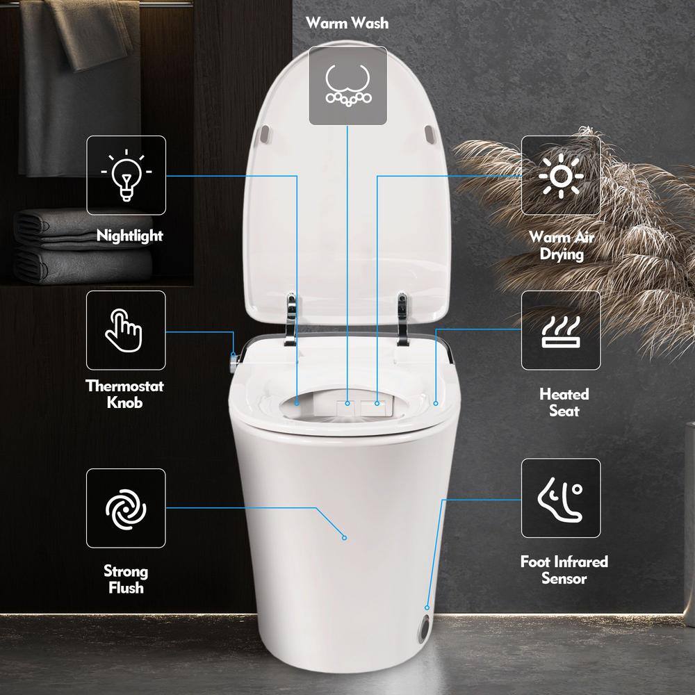 EPOWP 11.8" Dual Flush Smart Toilet with Heated Seat & Foot Sensor - Image 5