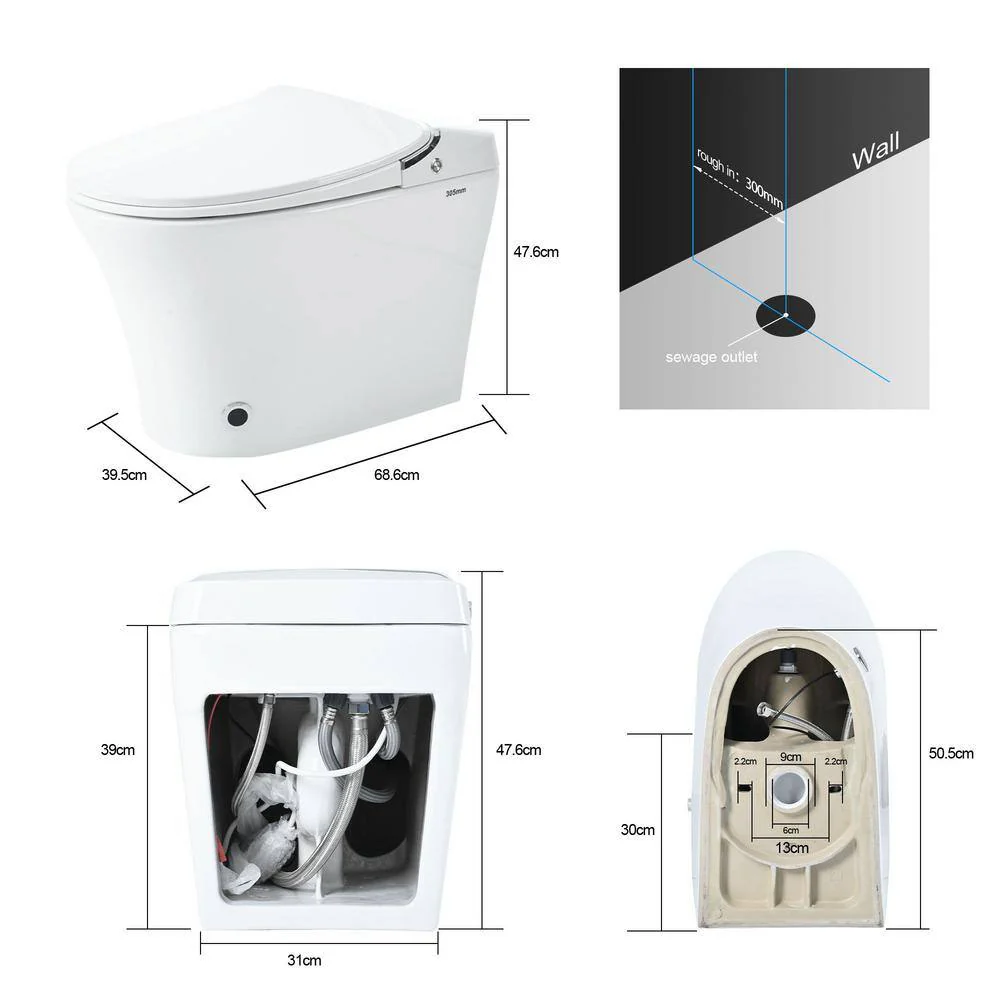 EPOWP 11.8" Dual Flush Smart Toilet with Heated Seat & Foot Sensor - Image 8