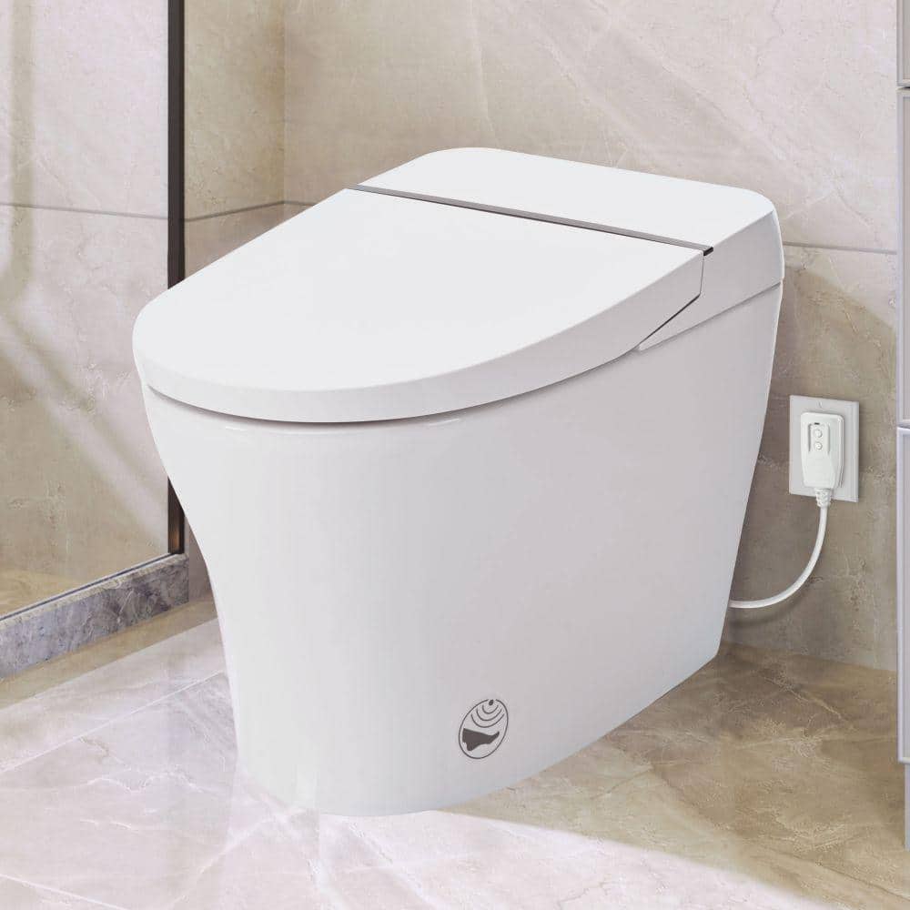 EPOWP Smart Toilet with Heated Seat, foot sensor and Dual Flush System in White