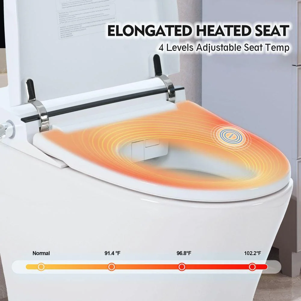 EPOWP Smart Toilet with Heated Seat, foot sensor and Dual Flush System in White - Image 6