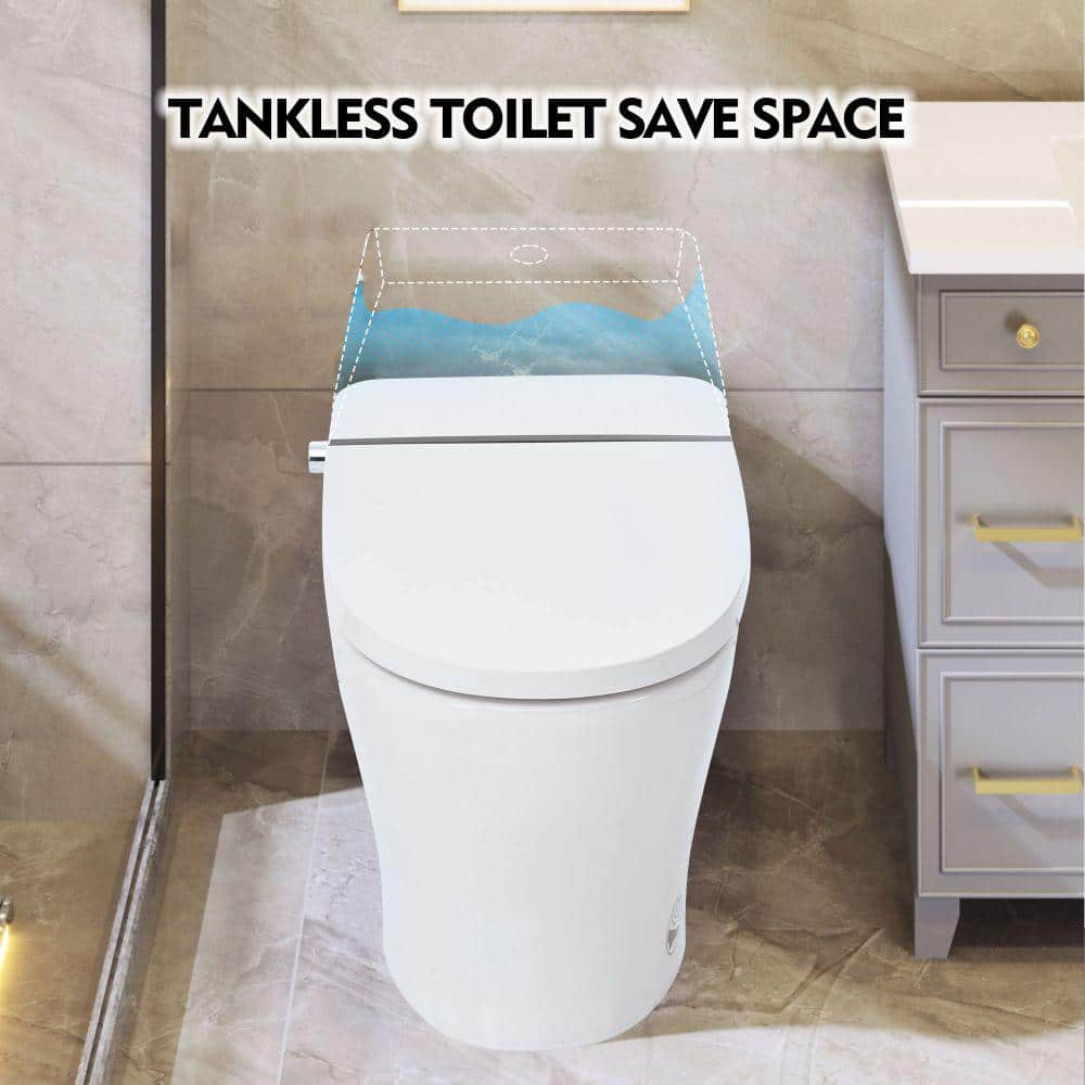 EPOWP Smart Toilet with Heated Seat, foot sensor and Dual Flush System in White - Image 8