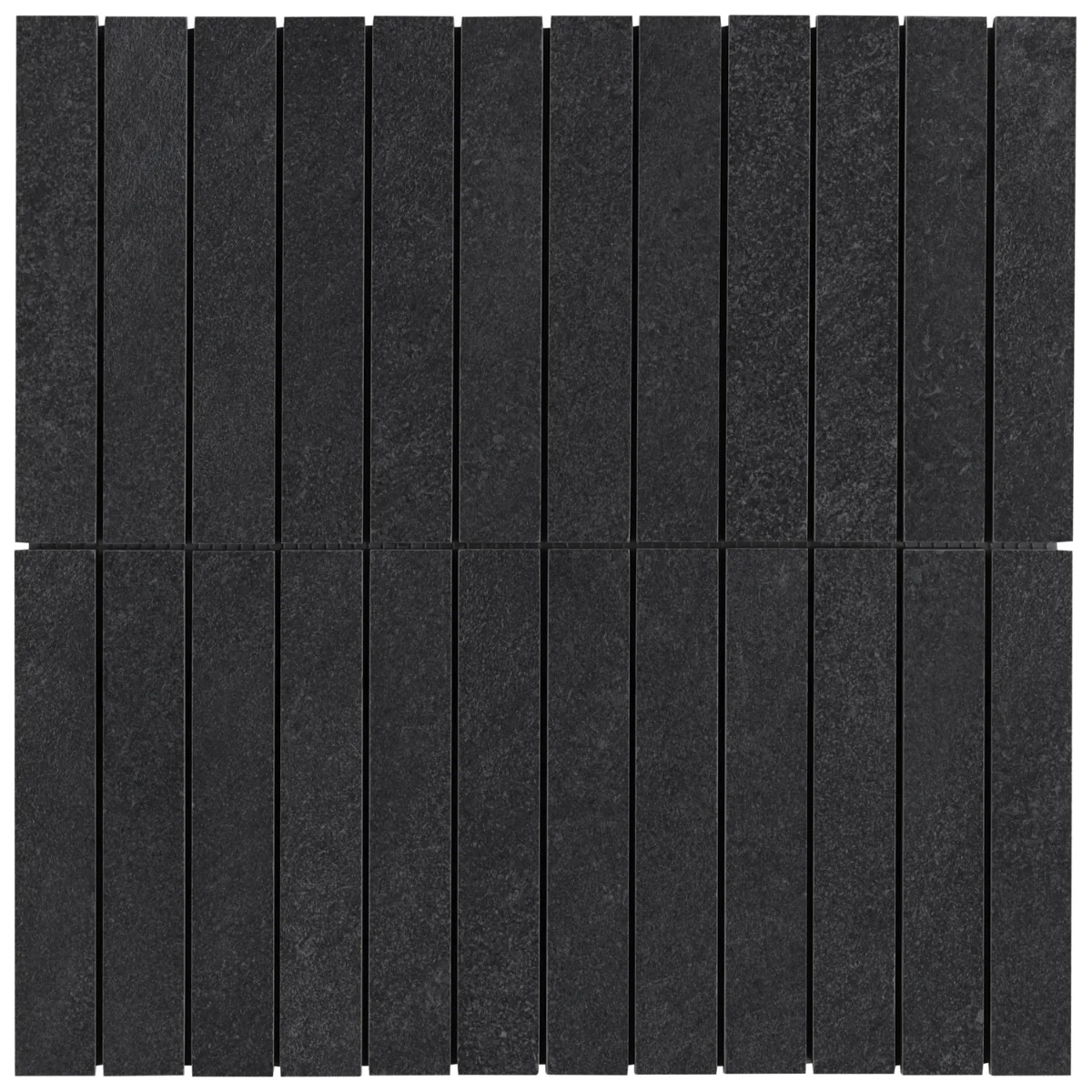 Era Charcoal Black 1x6 Stacked Matte Porcelain Mosaic Tile - Durable Limestone Look - Image 6