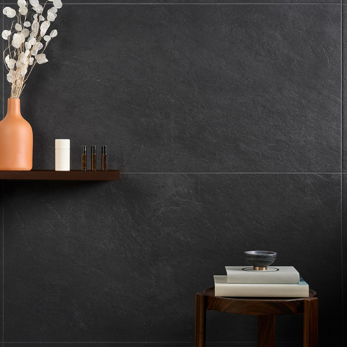 Era Charcoal Black 24x48 Matte Porcelain Tile - Lux Tile - Image 6