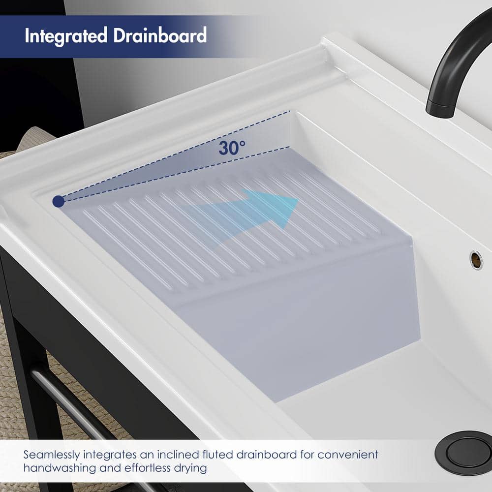Eridanus Branson 32 in. Freestanding Vitreous China Laundry Sink with Cabinet - Image 2