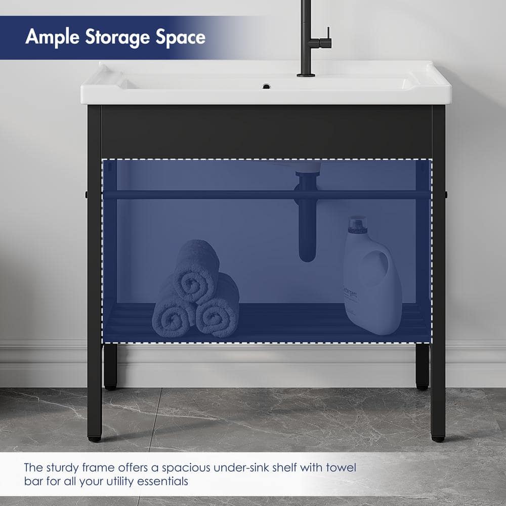 Eridanus Branson 32 in. Freestanding Vitreous China Laundry Sink with Cabinet - Image 5
