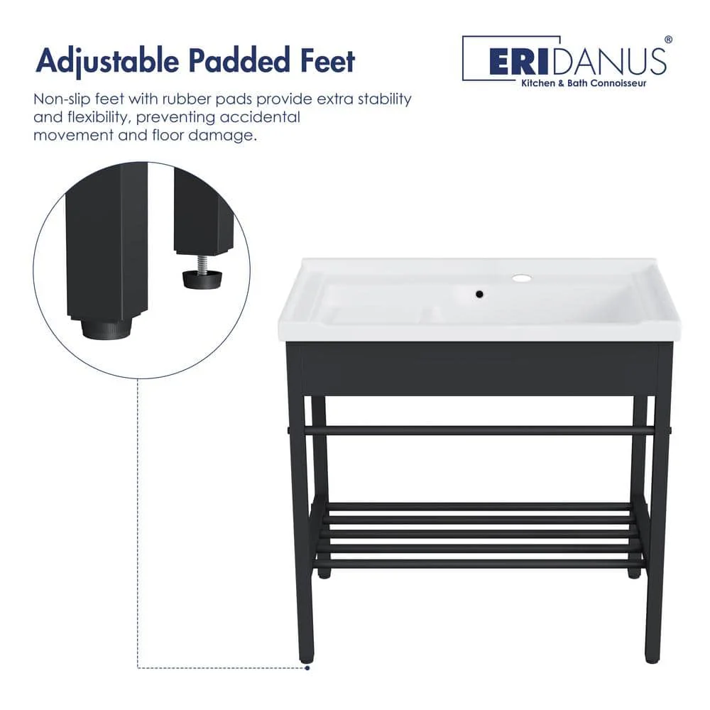 Eridanus Branson 32 in. Freestanding Vitreous China Laundry Sink with Cabinet - Image 6