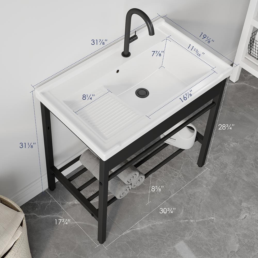 Eridanus Branson 32 in. Freestanding Vitreous China Laundry Sink with Cabinet - Image 8