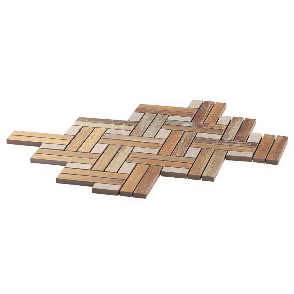 Eternal Birch Brown Basketweave Herringbone Matte Porcelain Mosaic Tile - Image 7
