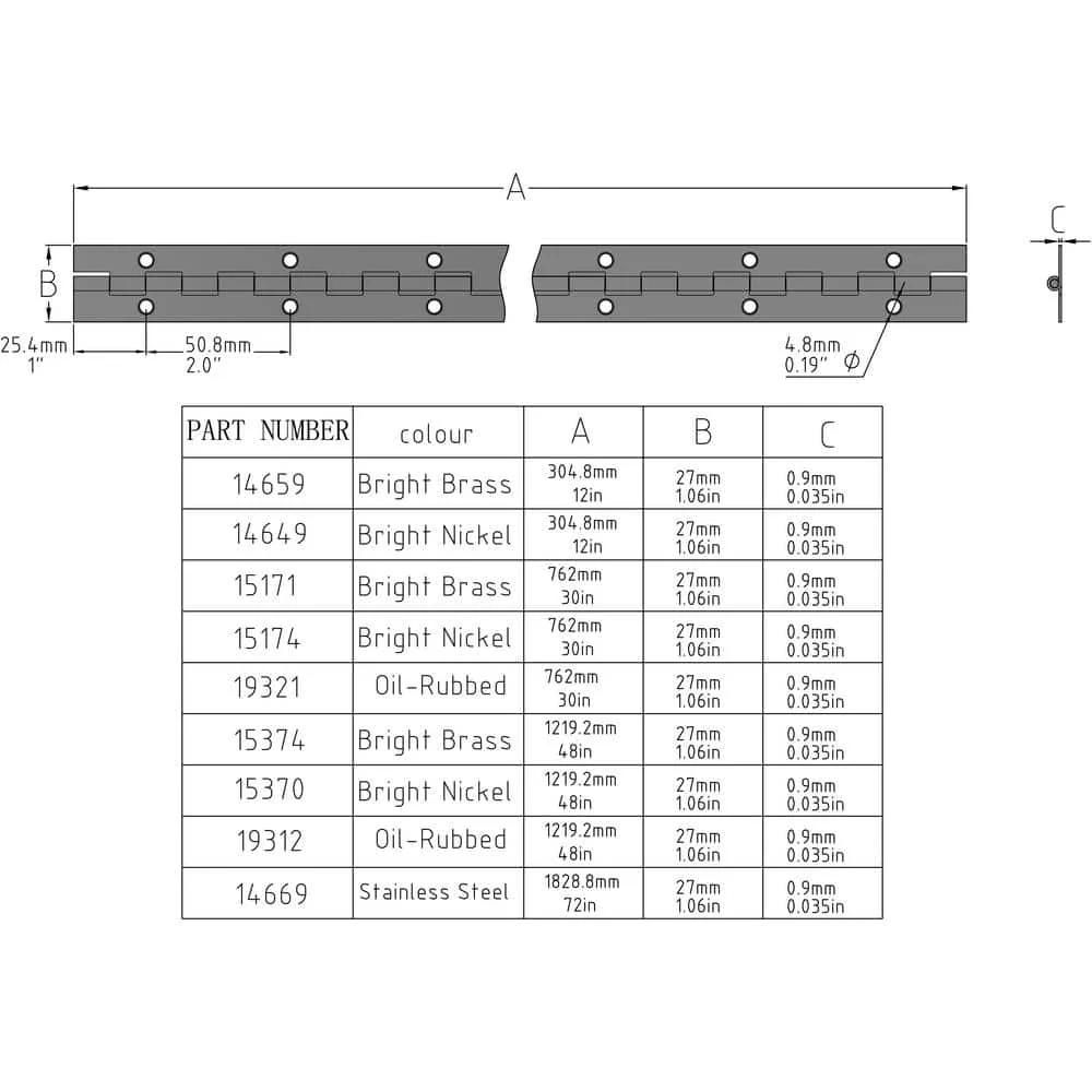 Everbilt 1-1/16 in. x 12 in. Bright Brass Continuous Hinge - Image 3