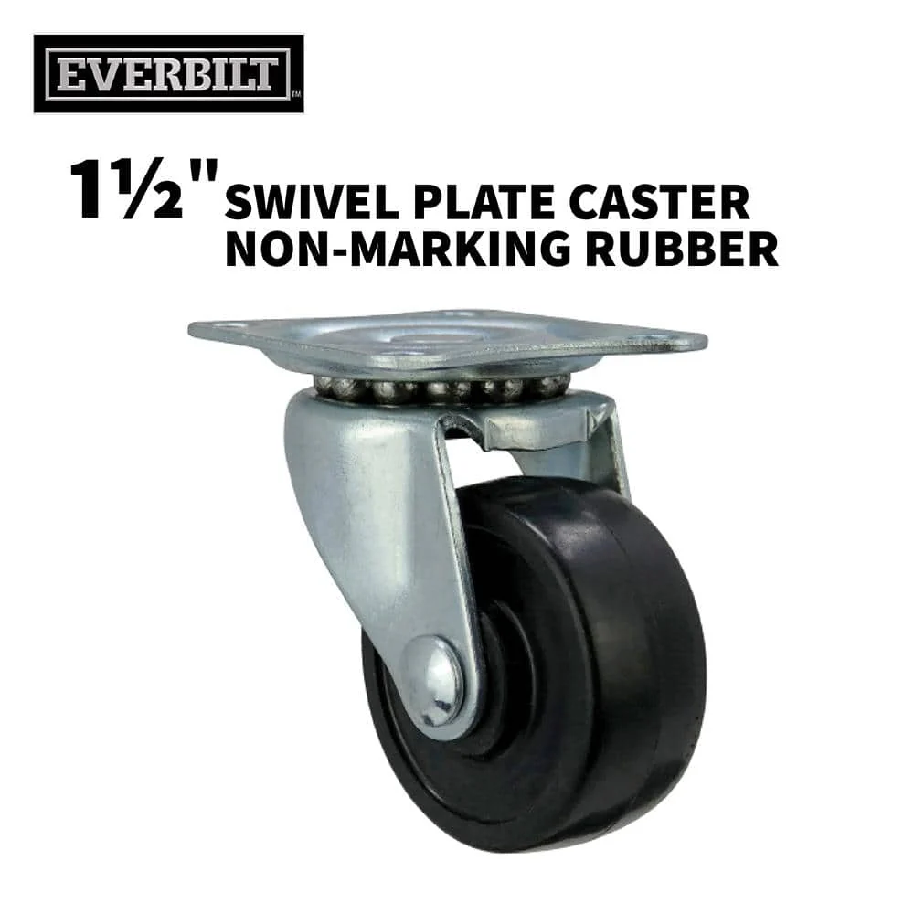 Everbilt 1-1/2 in. Soft Rubber Swivel Plate Caster, 40 lb. Load Rating