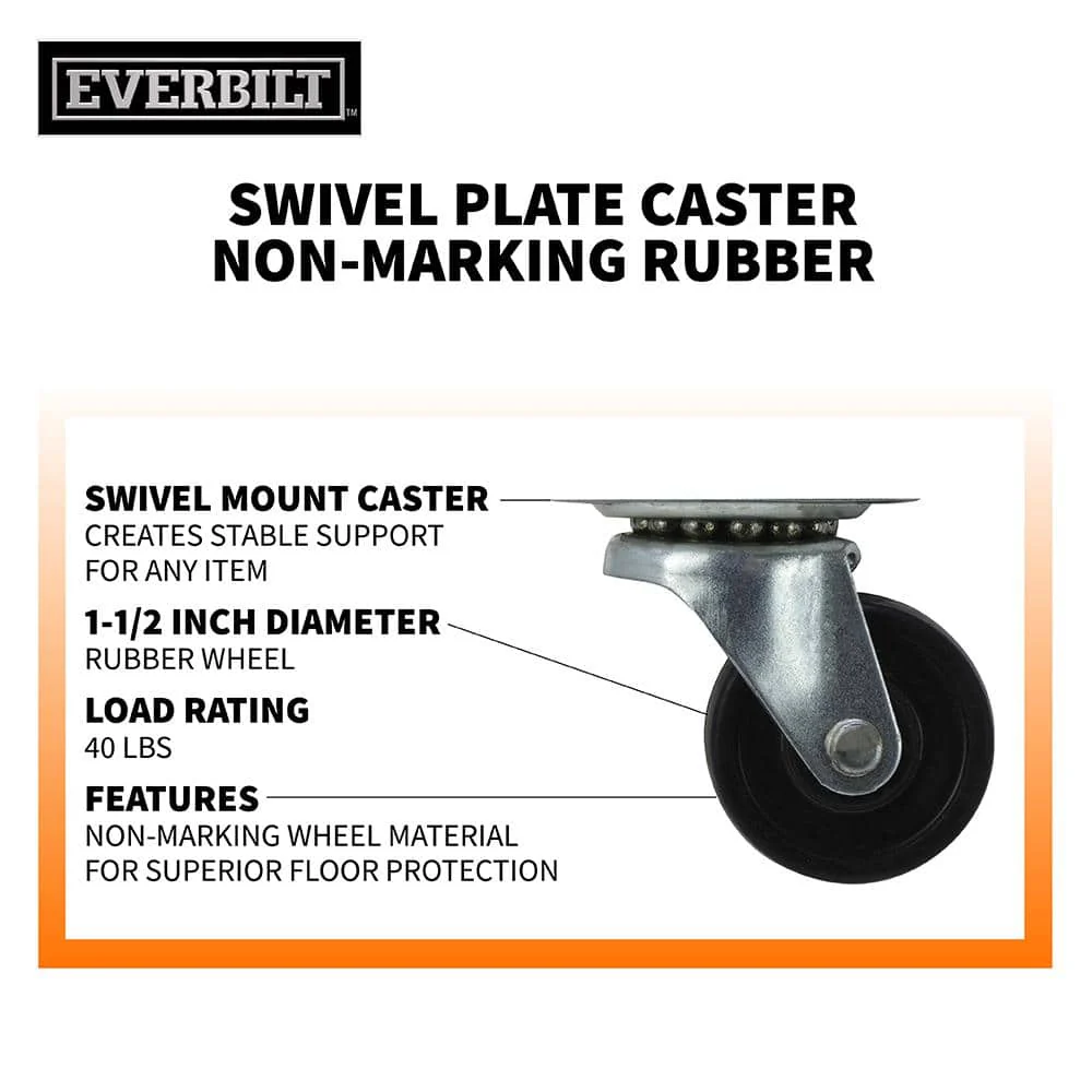 Everbilt 1-1/2 in. Soft Rubber Swivel Plate Caster, 40 lb. Load Rating - Image 4