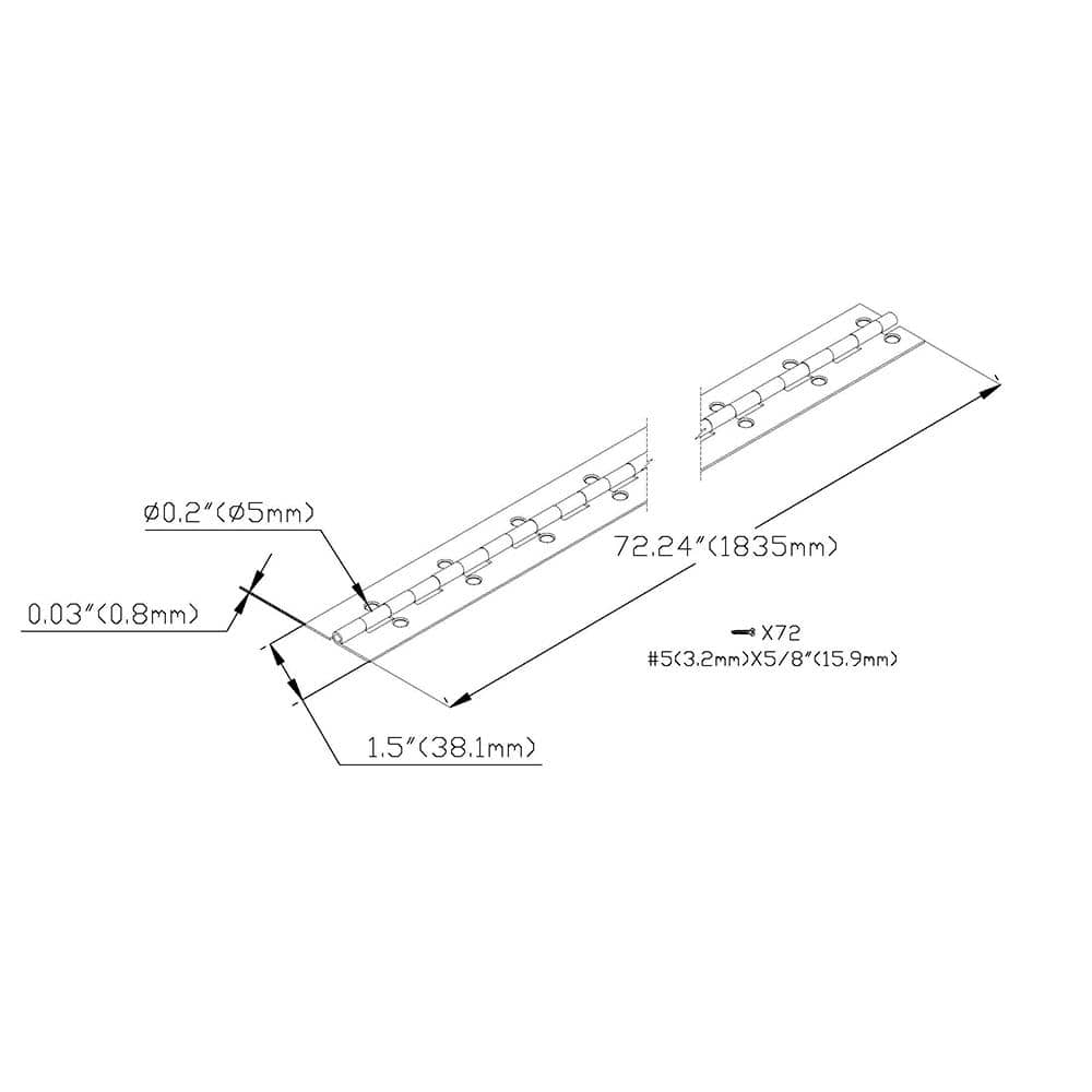 Everbilt 1-1/2 in. x 72 in. Bright Nickel Continuous Hinge - Image 5