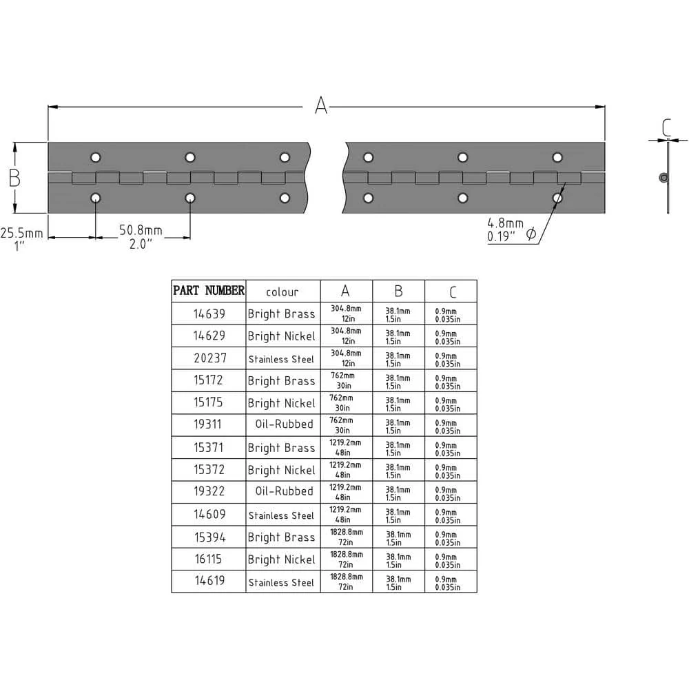 Everbilt 1-1/2 in. x 72 in. Bright Nickel Continuous Hinge - Image 6