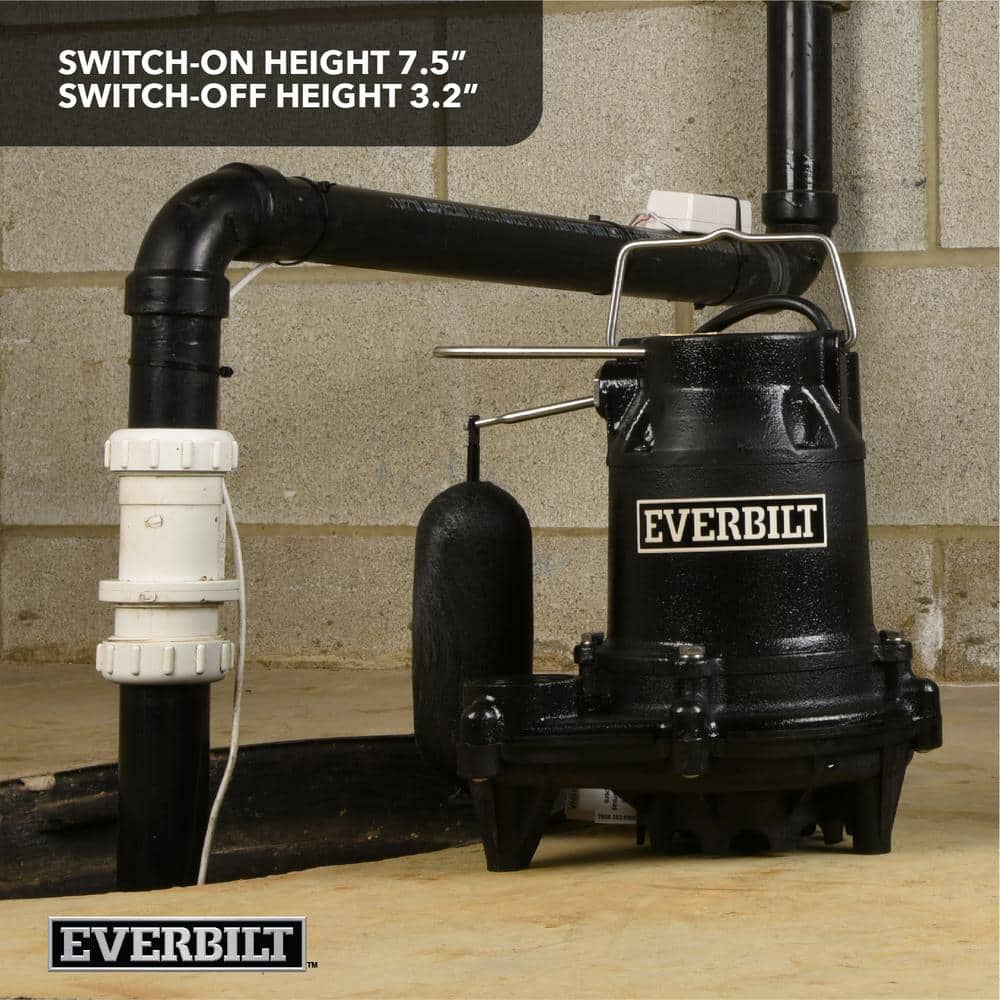 Everbilt 1/2 HP Cast Iron Submersible Sump Pump, HDS50, 85 GPM, 10 ft Cord - Image 7