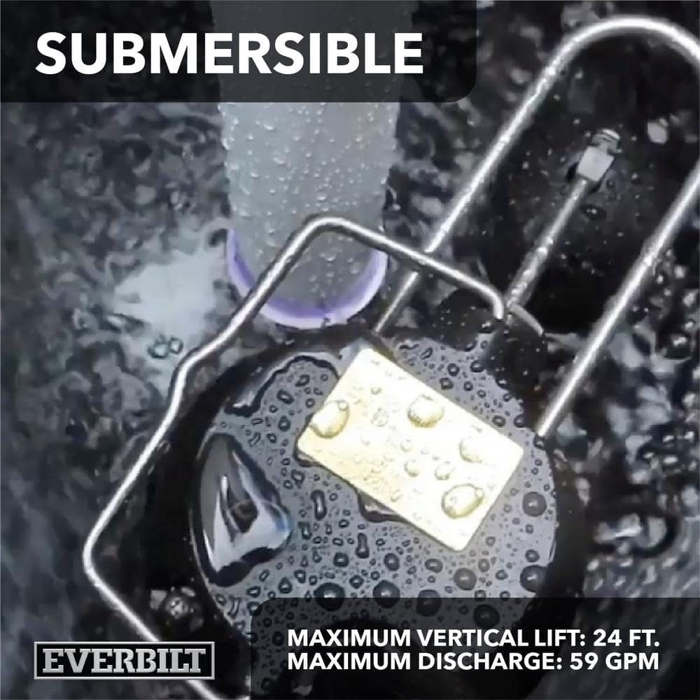 Everbilt 1/3 HP Cast Iron Submersible Sump Pump, HDS30, 3510 GPH, 10 ft Cord - Image 8