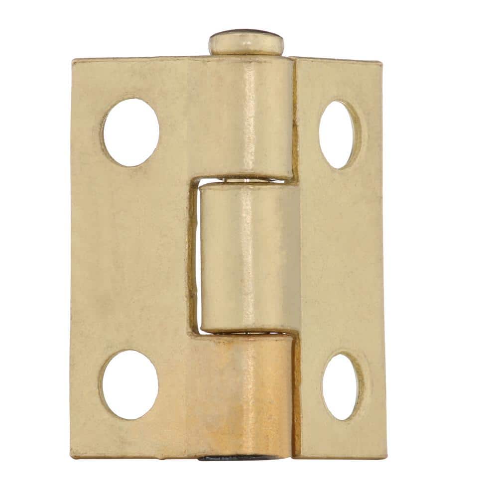 Everbilt 1 in. Satin Brass Narrow Utility Non-Removable Pin Hinges (2-Pack) - Image 2