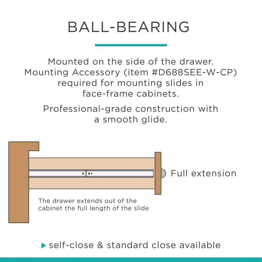 Everbilt 14 in. Self-Closing Bottom Mount Drawer Slide Set (1 Pair) - Image 6