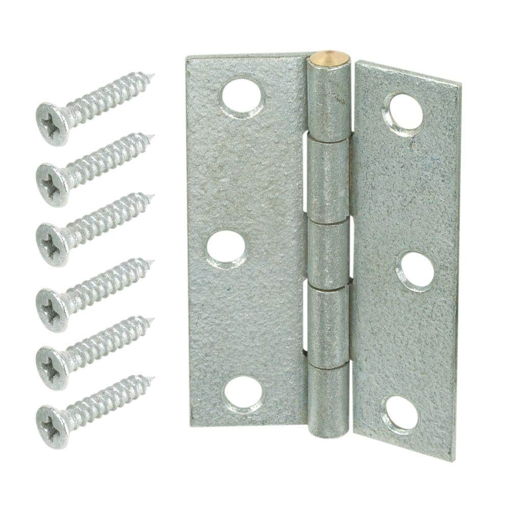 Everbilt 2-1/2 in. Galvanized Non-Removable Pin Narrow Utility/Butt Hinge (2-Pack)