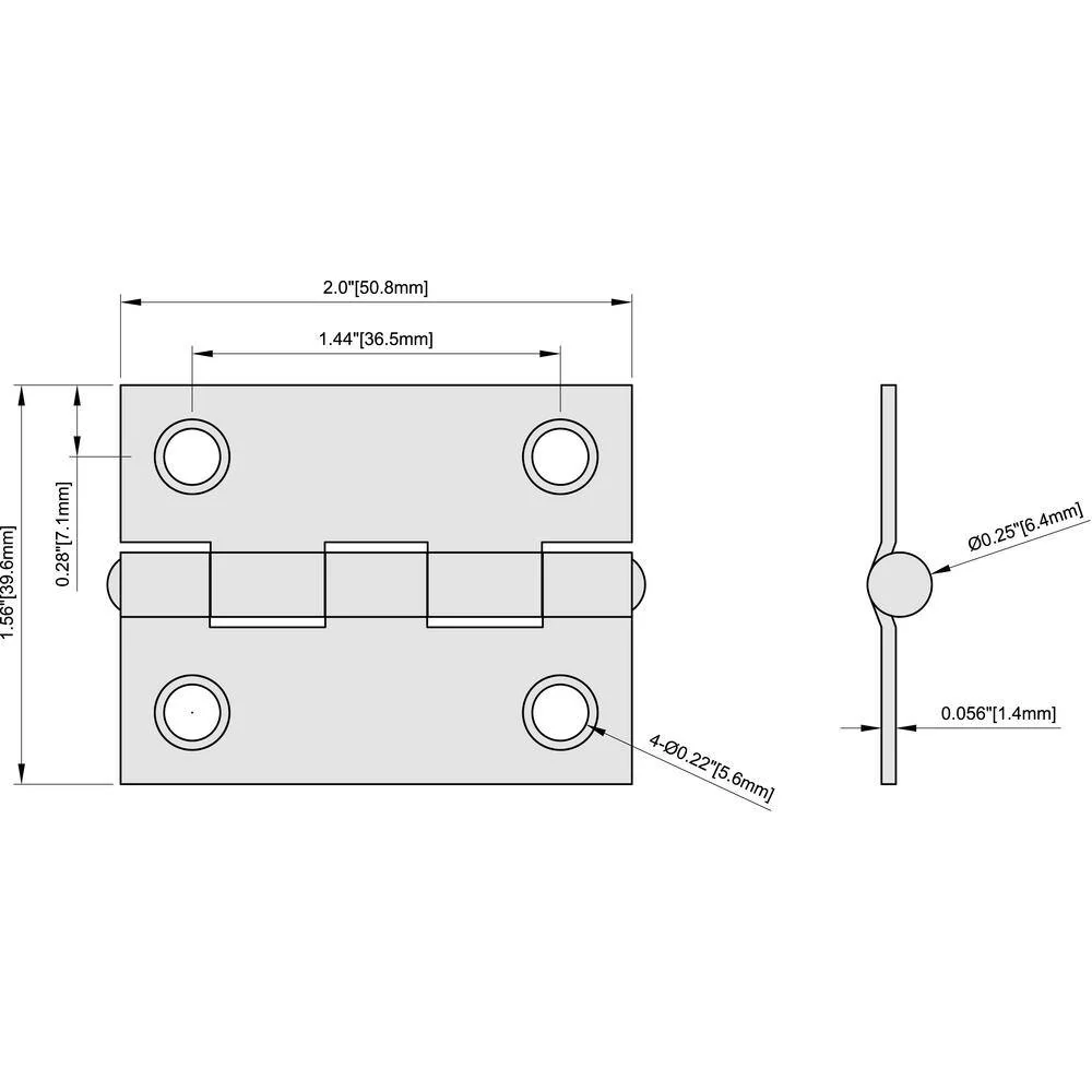 Everbilt 2 in. x 2 in. Satin Brass Narrow Utility Hinge, Non-Removable Pin (2-Pack) - Image 3