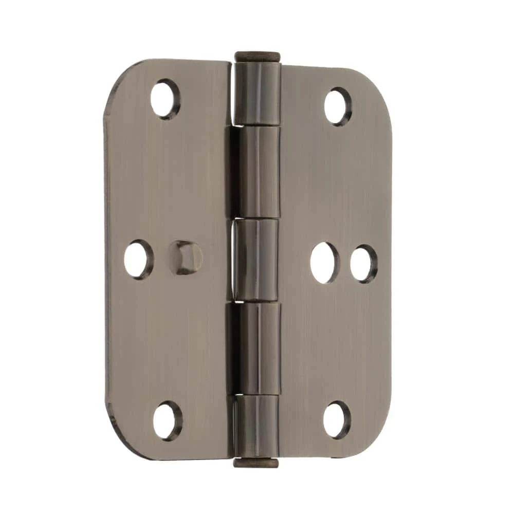 Everbilt 3-1/2 in. Antique Brass Security Door Hinges, 5/8 in. Radius – Value Pack (3-Pack) - Image 4