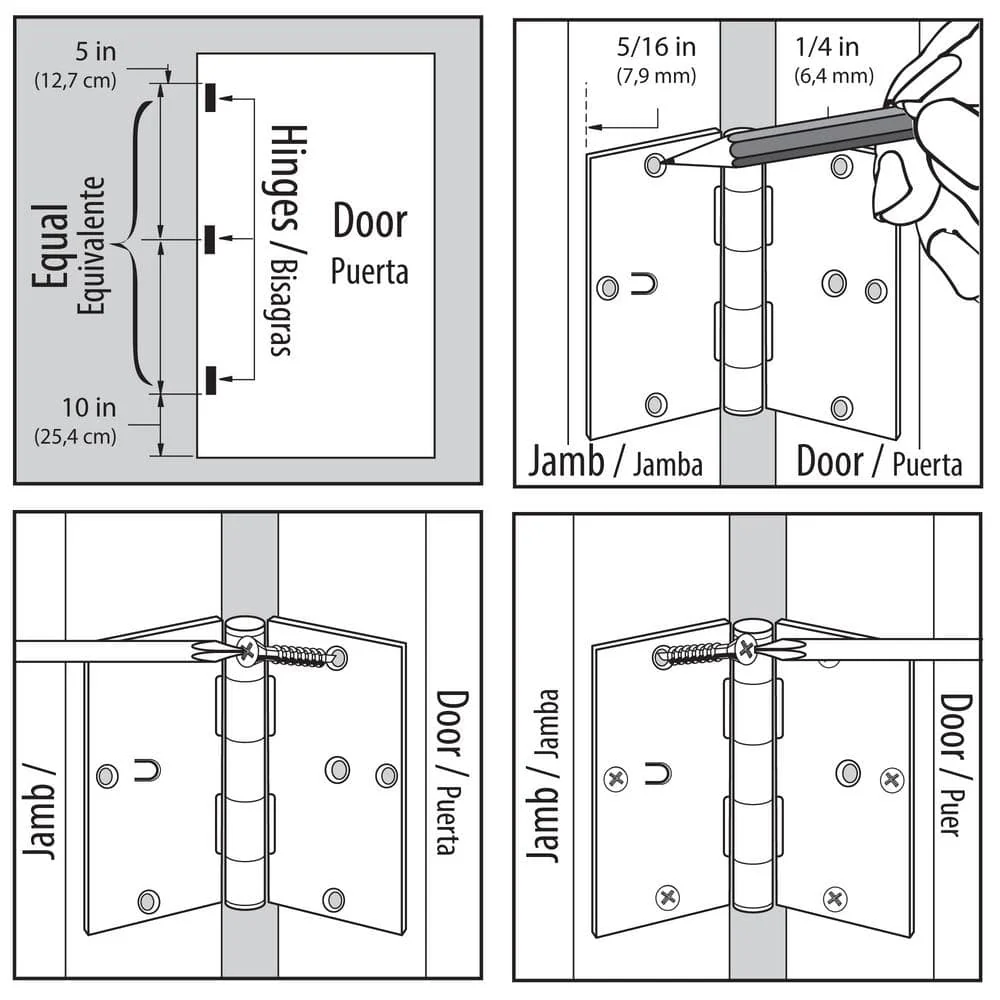 Everbilt 3-1/2 in. Antique Brass Security Door Hinges, 5/8 in. Radius – Value Pack (3-Pack) - Image 5