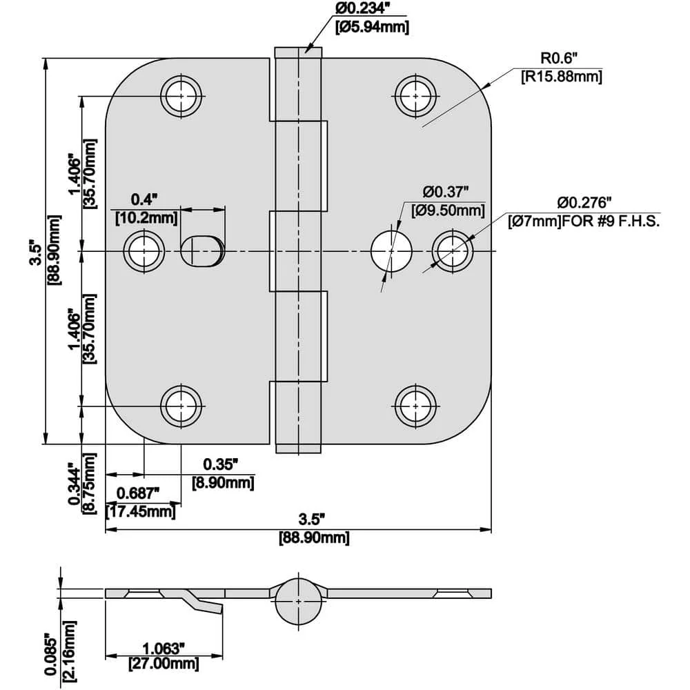 Everbilt 3-1/2 in. Antique Brass Security Door Hinges, 5/8 in. Radius – Value Pack (3-Pack) - Image 7