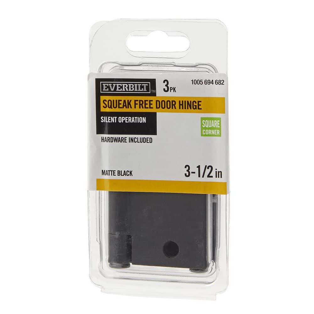 Everbilt 3-1/2 in. Matte Black Square Corner Smooth Action Door Hinge (3-Pack) - Image 2