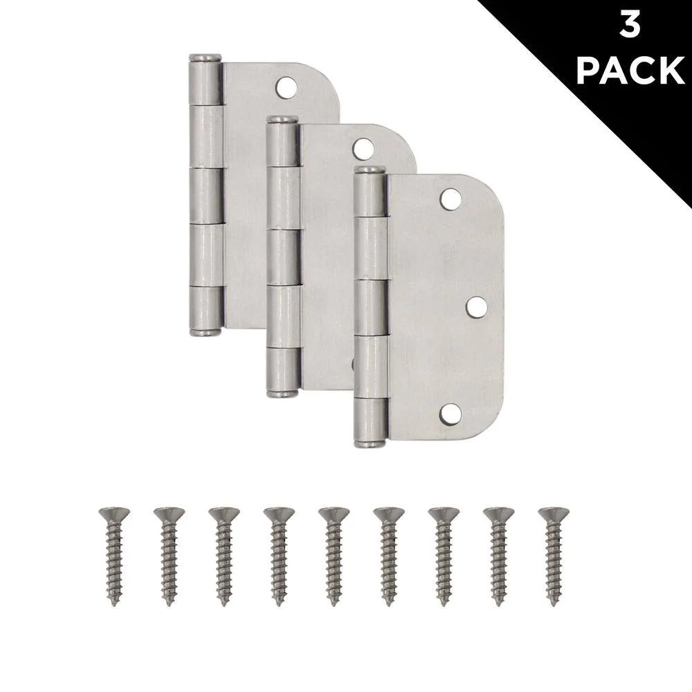 Everbilt 3-1/2 in. Satin Nickel 1/4 in. Radius Butt Door Hinges Value Pack (3-Pack) - Image 5