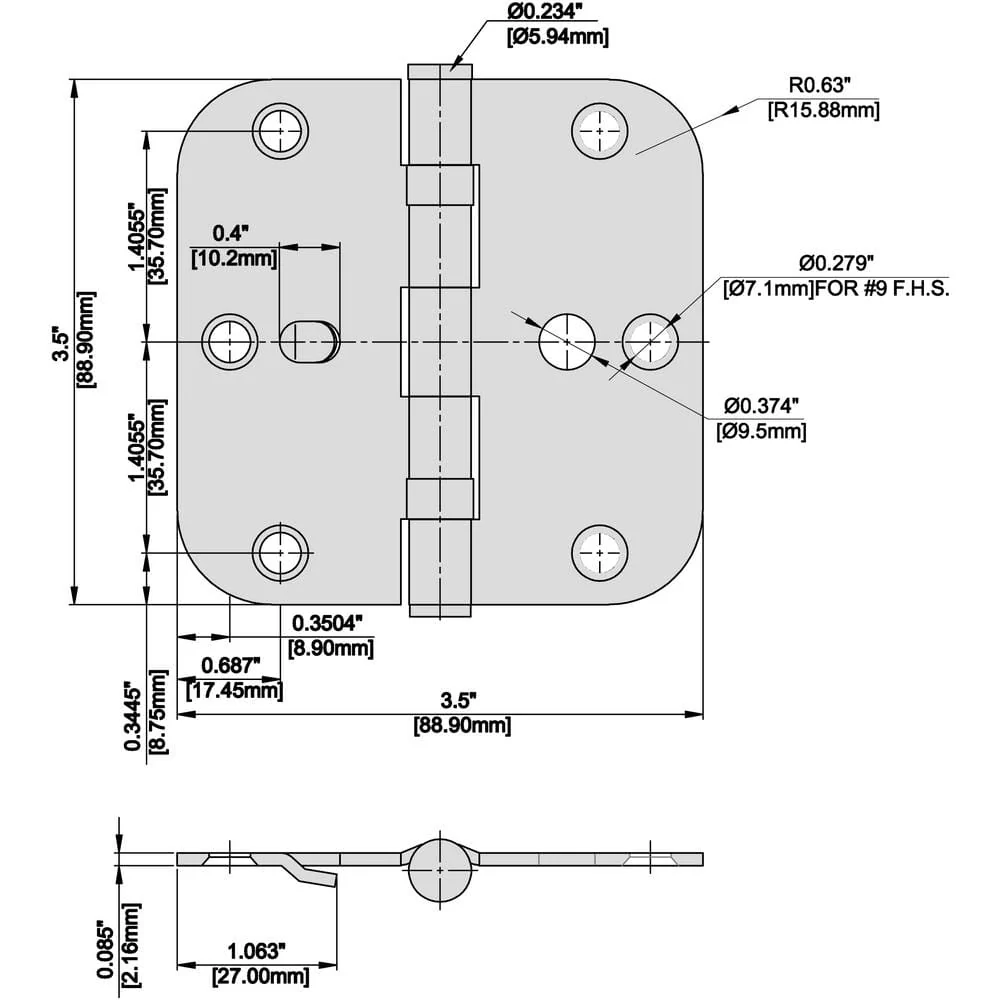 Everbilt 3-1/2 in. Satin Nickel 5/8 in. Radius Ball Bearing Door Hinge Value Pack (3-Pack) - Image 7